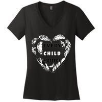 Every Child Matters Feather Heart Women's V-Neck T-Shirt