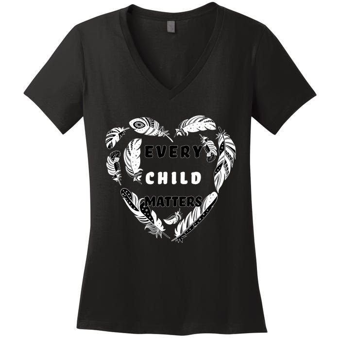 Every Child Matters Feather Heart Women's V-Neck T-Shirt