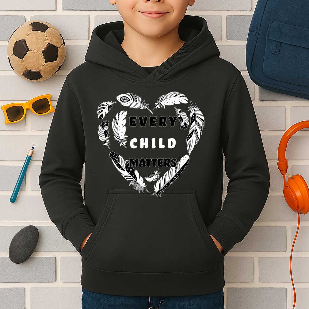 Every Child Matters Feather Heart Kids Hoodie
