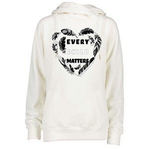 Every Child Matters Feather Heart Womens Funnel Neck Pullover Hood