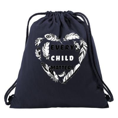 Every Child Matters Feather Heart Drawstring Bag