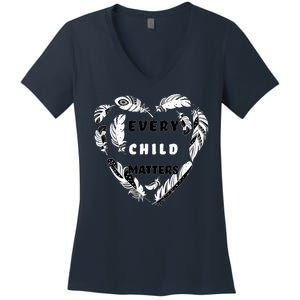 Every Child Matters Feather Heart Women's V-Neck T-Shirt