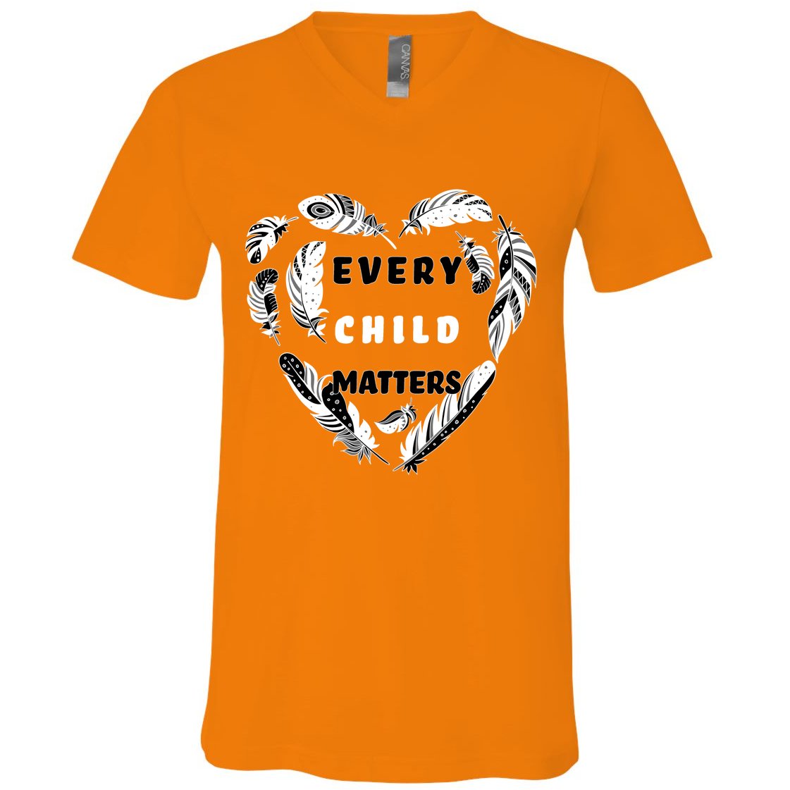 Every Child Matters Feather Heart V-Neck T-Shirt