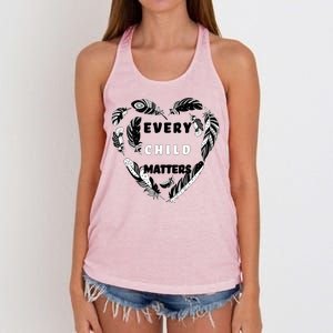 Every Child Matters Feather Heart Women's Knotted Racerback Tank