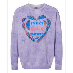 Every Child Matters Feather Heart Colorful Colorblast Crewneck Sweatshirt