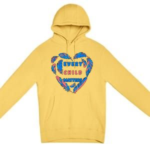 Every Child Matters Feather Heart Colorful Premium Pullover Hoodie