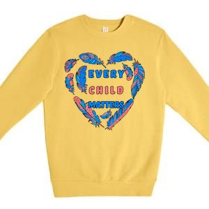 Every Child Matters Feather Heart Colorful Premium Crewneck Sweatshirt