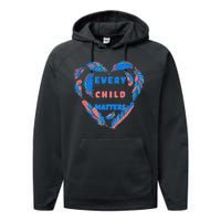 Every Child Matters Feather Heart Colorful Performance Fleece Hoodie