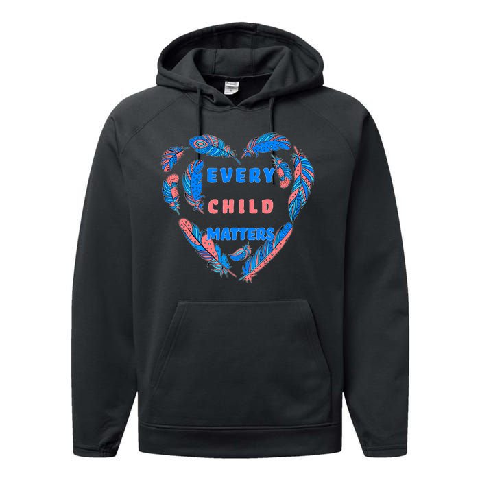 Every Child Matters Feather Heart Colorful Performance Fleece Hoodie