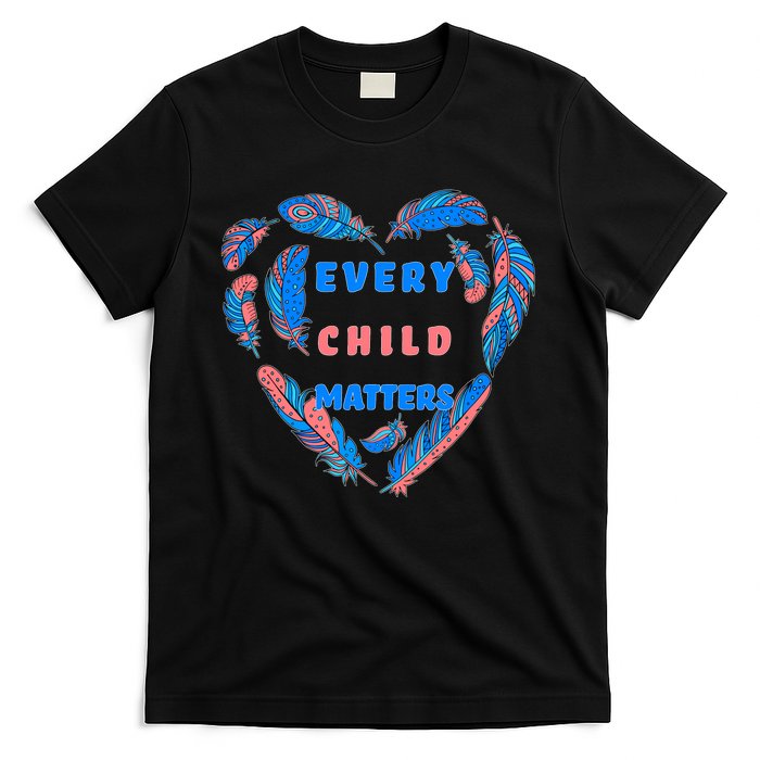 Every Child Matters Feather Heart Colorful T-Shirt