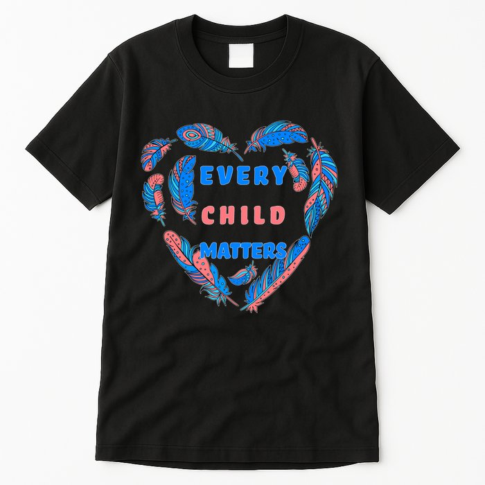 Every Child Matters Feather Heart Colorful Tall T-Shirt