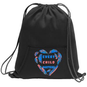 Every Child Matters Feather Heart Colorful Sweatshirt Cinch Pack Bag