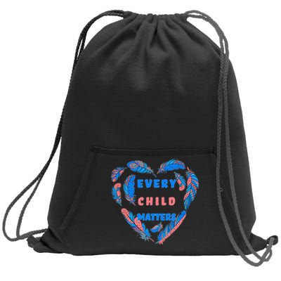 Every Child Matters Feather Heart Colorful Sweatshirt Cinch Pack Bag