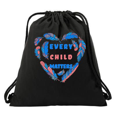 Every Child Matters Feather Heart Colorful Drawstring Bag