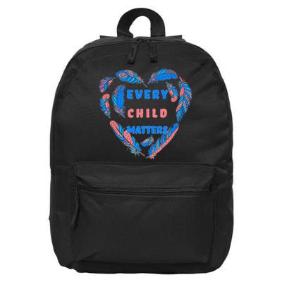 Every Child Matters Feather Heart Colorful 16 in Basic Backpack