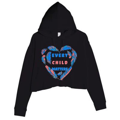 Every Child Matters Feather Heart Colorful Crop Fleece Hoodie