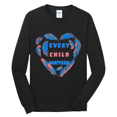 Every Child Matters Feather Heart Colorful Tall Long Sleeve T-Shirt