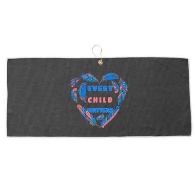 Every Child Matters Feather Heart Colorful Large Microfiber Waffle Golf Towel