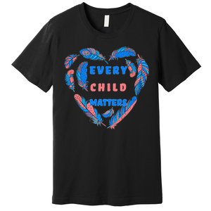 Every Child Matters Feather Heart Colorful Premium T-Shirt