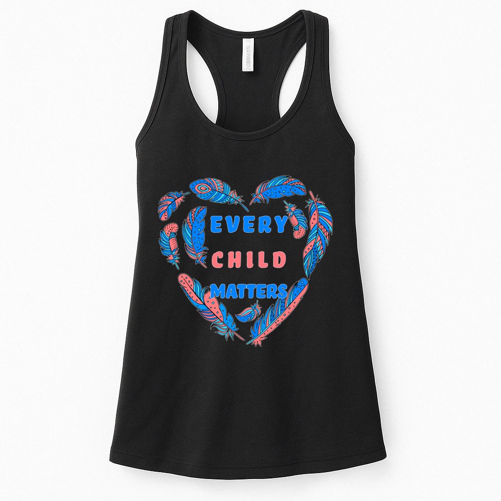 Every Child Matters Feather Heart Colorful Womens Tank Top