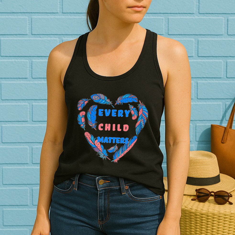 Every Child Matters Feather Heart Colorful Womens Tank Top