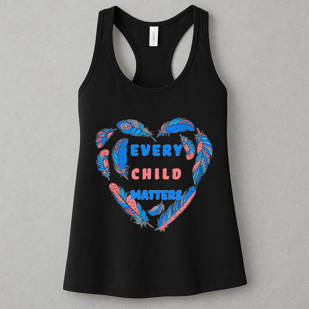 Every Child Matters Feather Heart Colorful Womens Tank Top