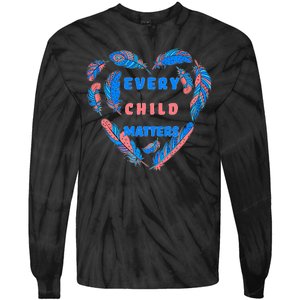 Every Child Matters Feather Heart Colorful Tie-Dye Long Sleeve Shirt