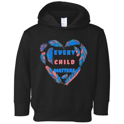 Every Child Matters Feather Heart Colorful Toddler Hoodie
