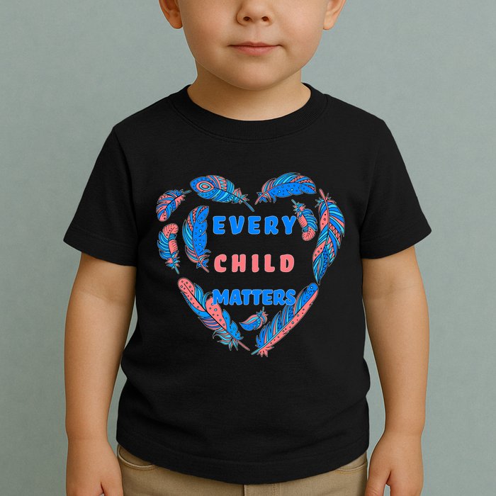 Every Child Matters Feather Heart Colorful Toddler T-Shirt