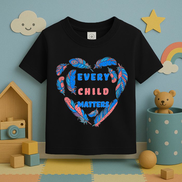 Every Child Matters Feather Heart Colorful Toddler T-Shirt