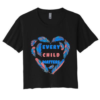 Every Child Matters Feather Heart Colorful Crop Top