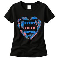 Every Child Matters Feather Heart Colorful Womens T-Shirt