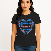 Every Child Matters Feather Heart Colorful Womens T-Shirt