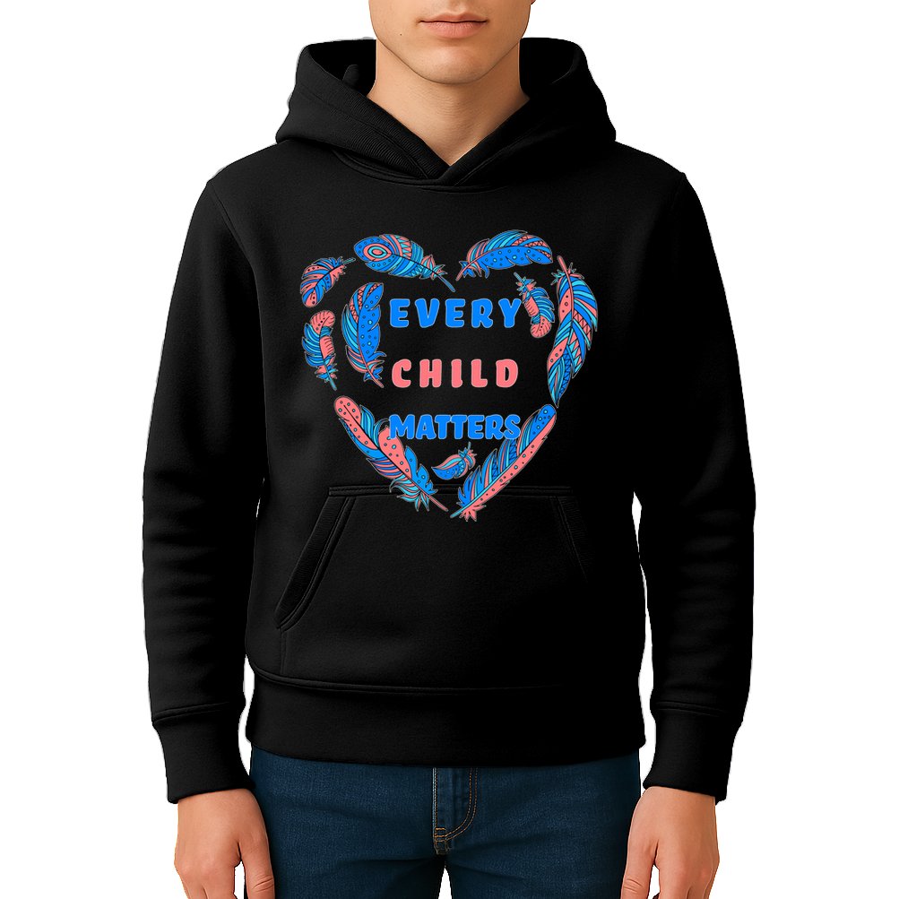 Every Child Matters Feather Heart Colorful Kids Hoodie
