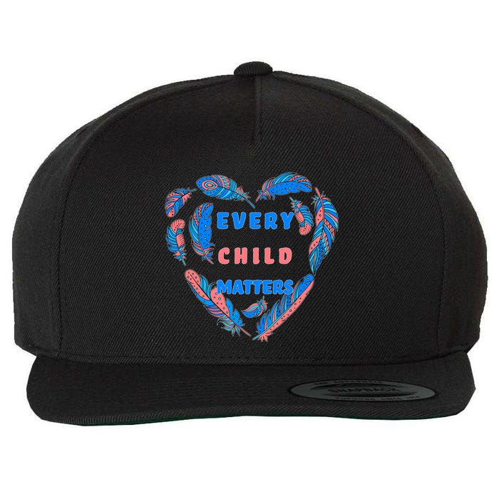 Every Child Matters Feather Heart Colorful Wool Snapback Cap