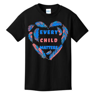 Every Child Matters Feather Heart Colorful Kids T-Shirt