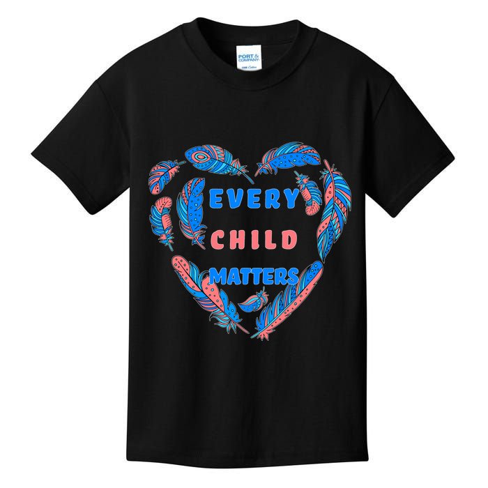 Every Child Matters Feather Heart Colorful Kids T-Shirt