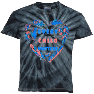 Every Child Matters Feather Heart Colorful Kids Tie-Dye T-Shirt