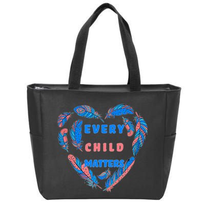Every Child Matters Feather Heart Colorful Zip Tote Bag