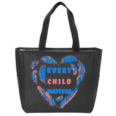 Every Child Matters Feather Heart Colorful Zip Tote Bag