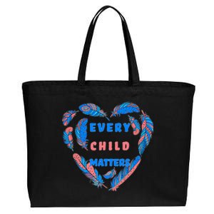 Every Child Matters Feather Heart Colorful Cotton Canvas Jumbo Tote