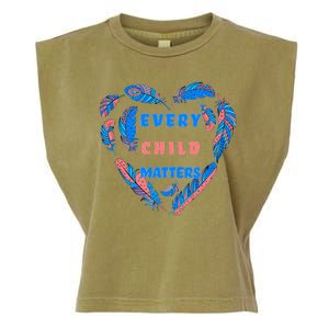 Every Child Matters Feather Heart Colorful Garment-Dyed Women's Muscle Tee