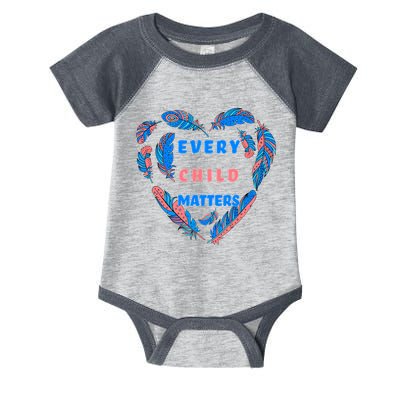 Every Child Matters Feather Heart Colorful Infant Baby Jersey Bodysuit