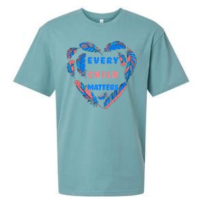 Every Child Matters Feather Heart Colorful Sueded Cloud Jersey T-Shirt