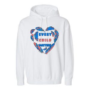 Every Child Matters Feather Heart Colorful Garment-Dyed Fleece Hoodie