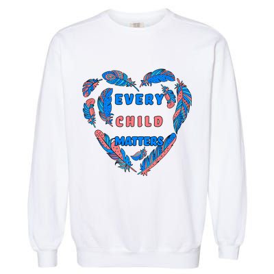 Every Child Matters Feather Heart Colorful Garment-Dyed Sweatshirt