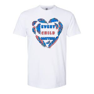 Every Child Matters Feather Heart Colorful Softstyle CVC T-Shirt