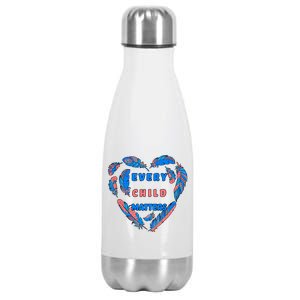 Every Child Matters Feather Heart Colorful Stainless Steel Insulated Water Bottle