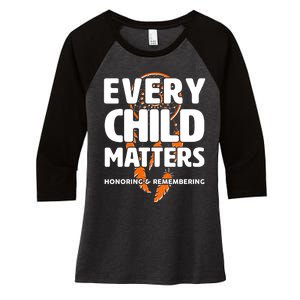 Every Child Matters Honoring and Remembering Women's Tri-Blend 3/4-Sleeve Raglan Shirt