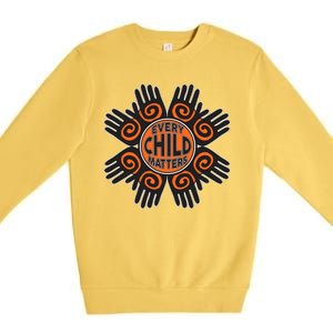 Every Child Matters Native American Hand Pattern Premium Crewneck Sweatshirt